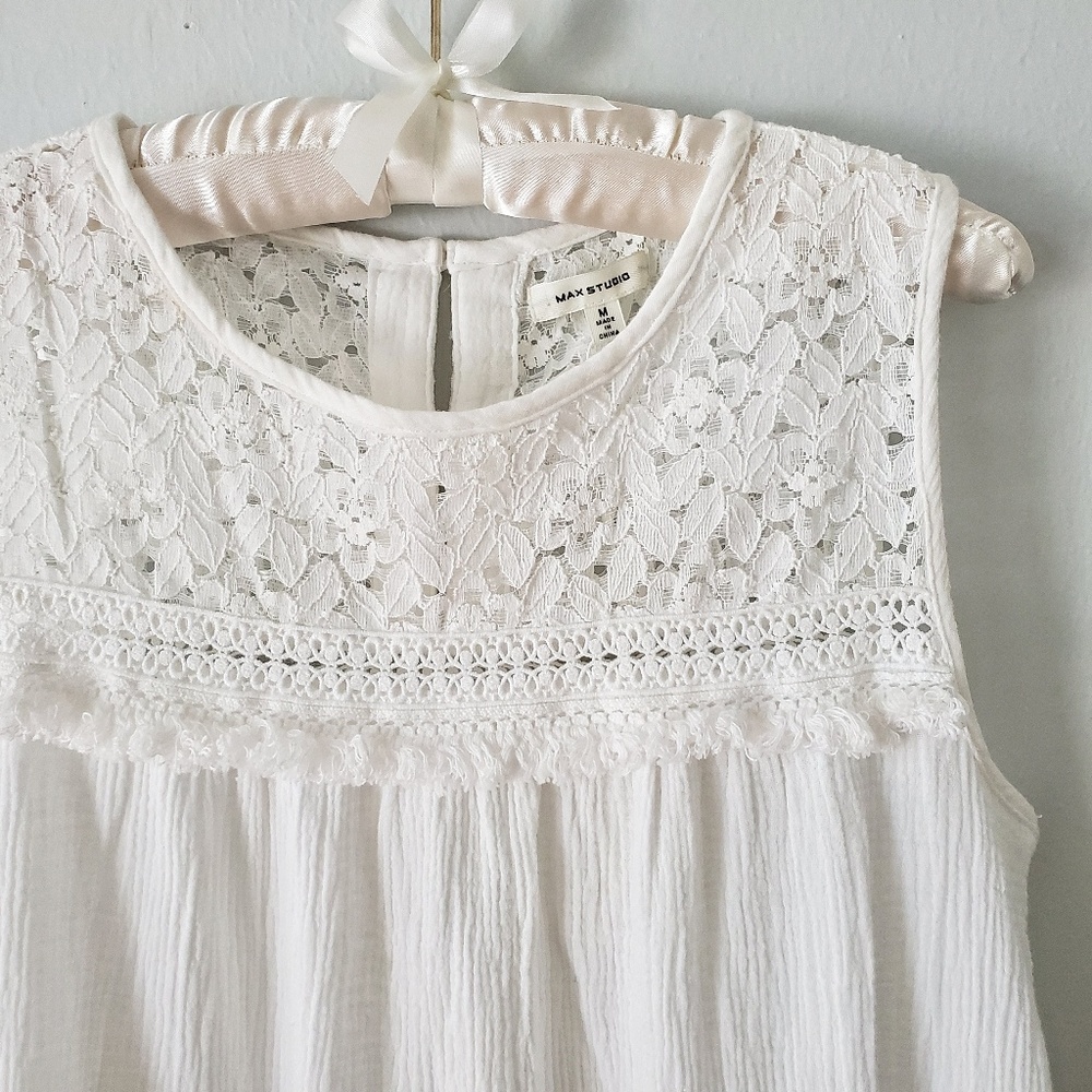NWT Max Studio Cotton Gauze Sleeveless Blouse Sz M